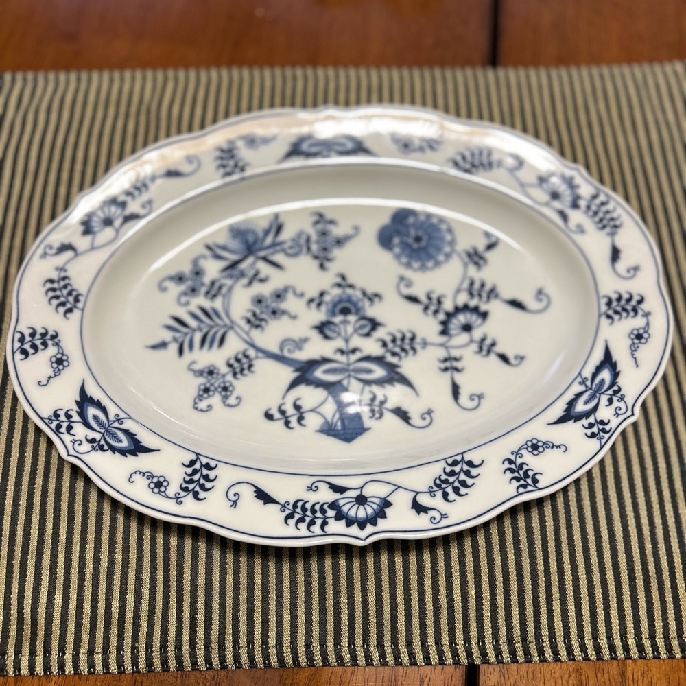 Elegant Blue Danube Floral Serveware Plate